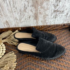 Who what wear faux fur black mules size 8